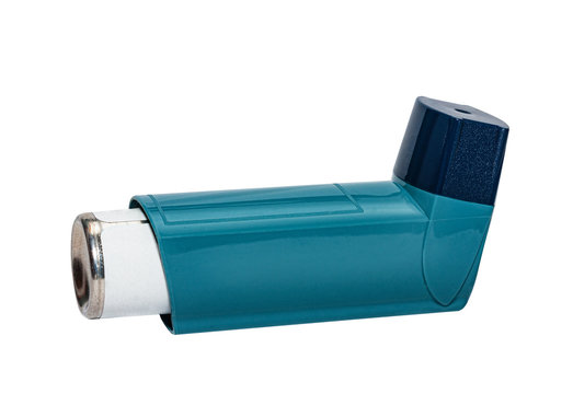 Inhaler for asthmatic. Medical device. Isolated on a white.
