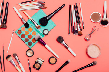 Makeup makeup makeup lipstick on a pink background