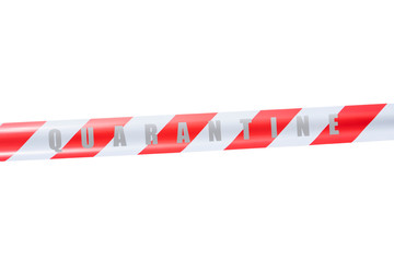red and white warning tape isolated on white background