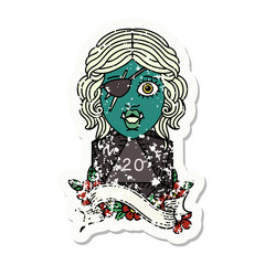 orc rogue character with natural twenty dice roll illustration