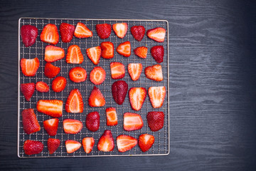 Background texture of sliced strawberries