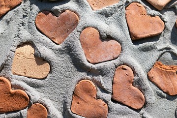 Background wall with clay pockets on cement mortar