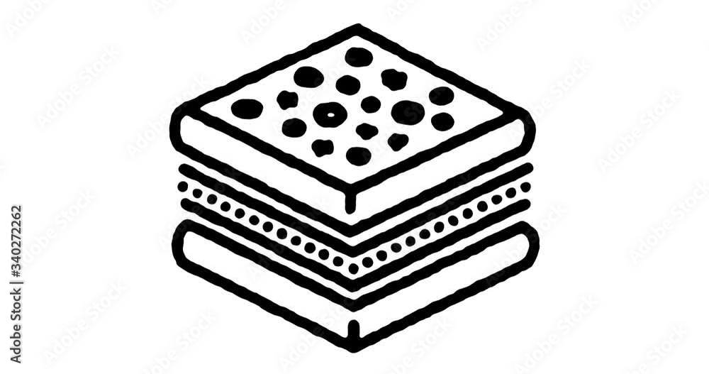 Poster hand drawn line icon animation for make a sandwich to use as video design element. minimalistic symb