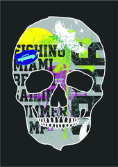 Skull tshirt print and embroidery graphic design vector art