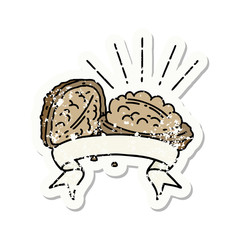grunge sticker of tattoo style walnuts with shell