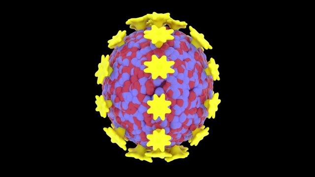 irus Covid-19 cartoon style Animation seamless loop, 3D render, with alpha channel.