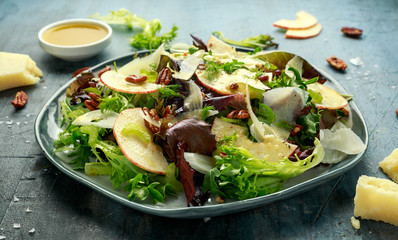 Vegetarian Fennel and apple salad with pecan nuts and Pecorino romano cheese shavings