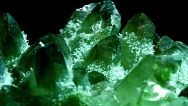 Natural mineral green quartz black background natural mineral