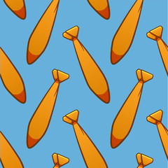 Orange neckties seamless pattern on blue background