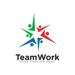 Obraz premium Unity or Team Work Logo Design Vector