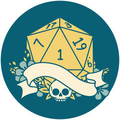 natural one d20 dice roll illustration
