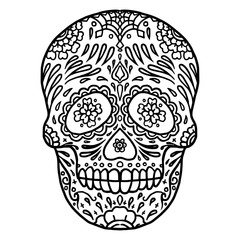 Black and White Sugar Skull Tattoo design 