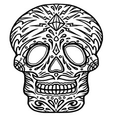 Black and White Sugar Skull Tattoo design 