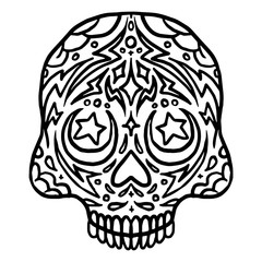 Black and White Sugar Skull Tattoo design 