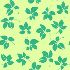 Seamless vector pattern in geometric ornamental style with autumn leaves