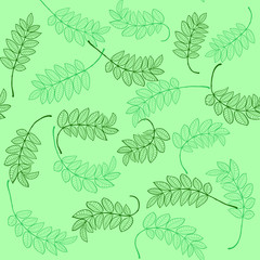 Seamless vector pattern in geometric ornamental style with autumn leaves