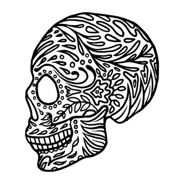 Black and White Sugar Skull Tattoo design 