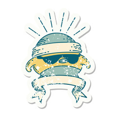 grunge sticker of tattoo style cool robin