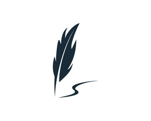Feather Pen Icon Vector Logo Template Illustration Design