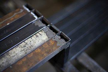 Grinding metal profiles.