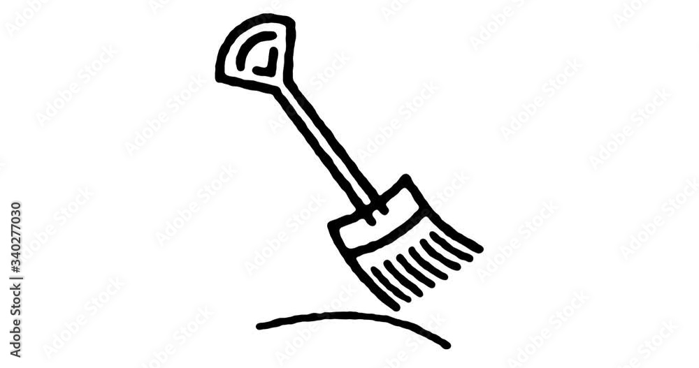Poster hand drawn line icon animation for cleaning service to use as video design element. minimalistic sym