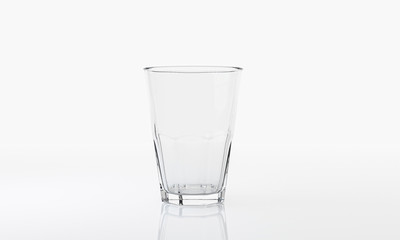 Empty glass on white background with  reflection . It clear and purity .  3D Rendering.