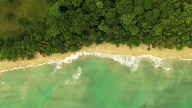 Aerial: coastline Punta Uva wid shot