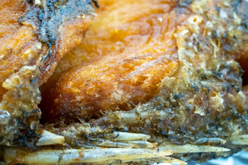 close up shot of deep fried fish for texture or