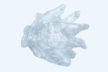 Fototapeta premium Disposable protective plastic gloves on white background, Close up shot, Prevention from covid19, Coronavirus, Bacteria, Healthcare