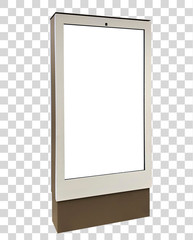 Digital media blank brown and white screen modern panel, info kiosk, signboard for advertisement design in a shopping center and gallery. On isolated transparent background. Including clipping path.