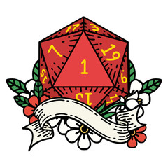 natural one d20 dice roll illustration