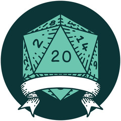 natural 20 critical hit D20 dice roll icon