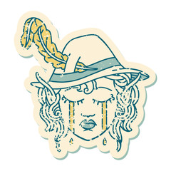 crying elf bard character face illustration