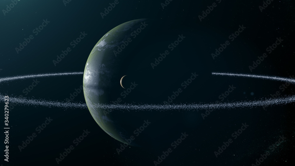 Canvas Prints green exoplanet 3d render for background