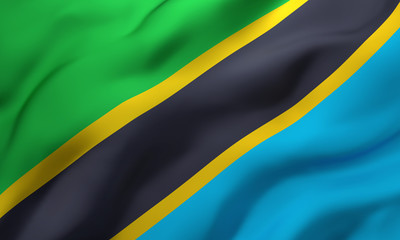 Flag of Tanzania blowing in the wind