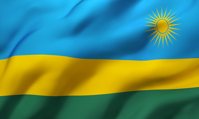 Flag of Rwanda blowing in the wind