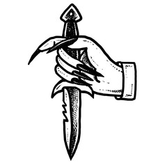 Hand Holding Knife tattoo design
