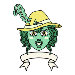 orc bard character with banner illustration