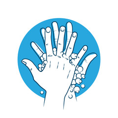 Washing hands with soap icon concept sign. Coronavirus covid-19 preventive concept. Vector illustration.