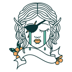 crying elf rogue character face illustration