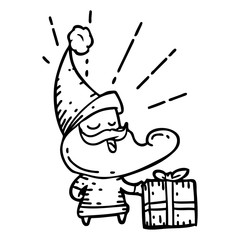 traditional black line work tattoo style santa claus christmas character