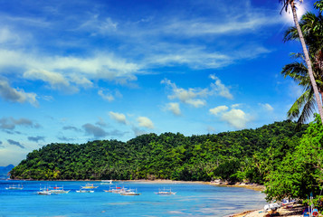 beautiful landscape of a fishing village in Asia