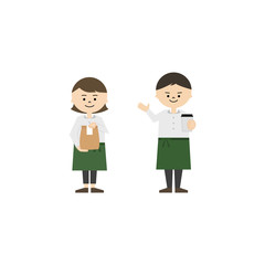 カフェ店員　接客　男女全身