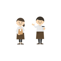 カフェ店員　接客　男女全身