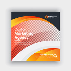 Fototapeta premium Modern promotion square web banner for social media mobile apps