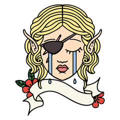 crying elf rogue character face illustration