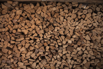 wood pile background in autumn