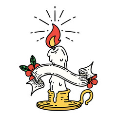 banner with tattoo style spooky melting candle