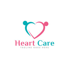 Heart Care Logo Design Vector