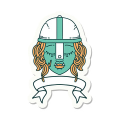 orc fighter character face with banner sticker